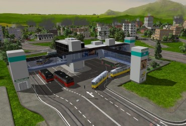 Moderner Tram- und Busbahnhof