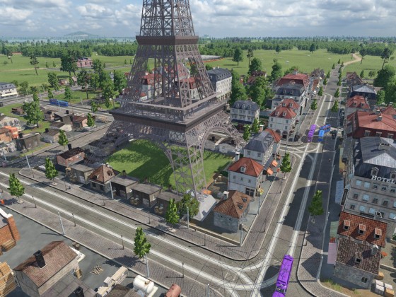 Häuser in Stützen des Eiffelturms