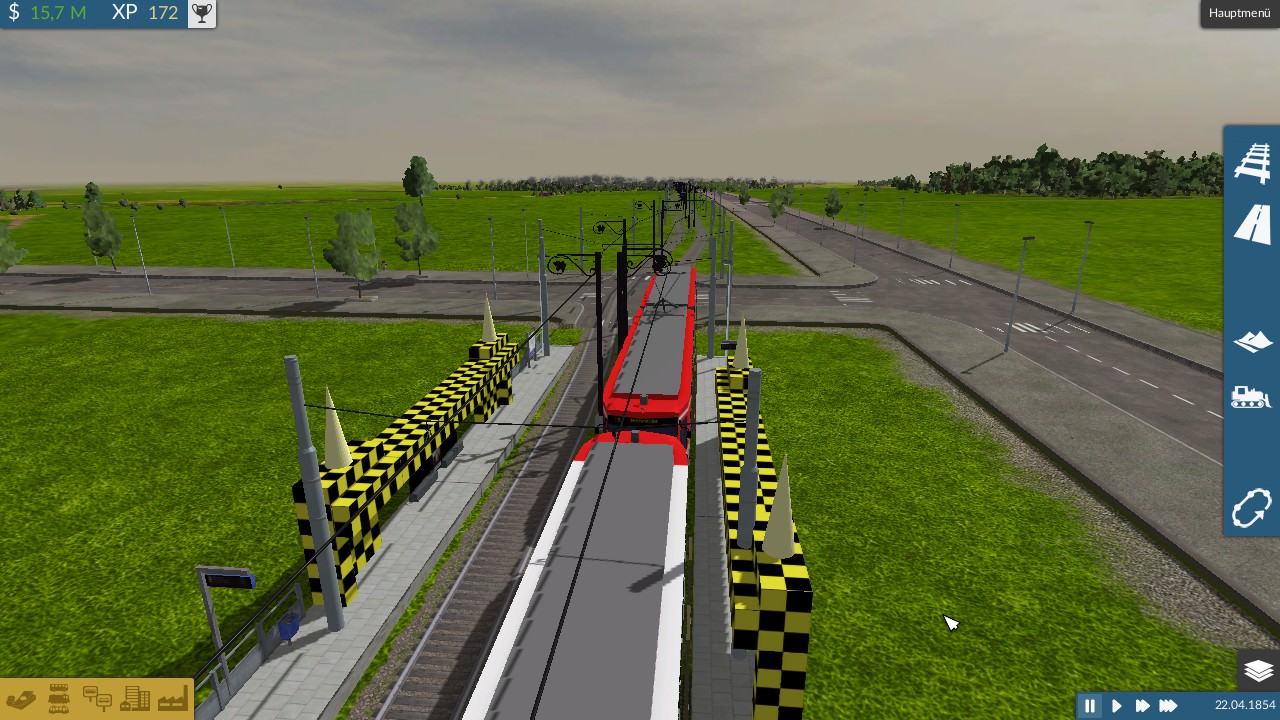 B Wagen auf PV Tram Infrastrucktur Gleisen