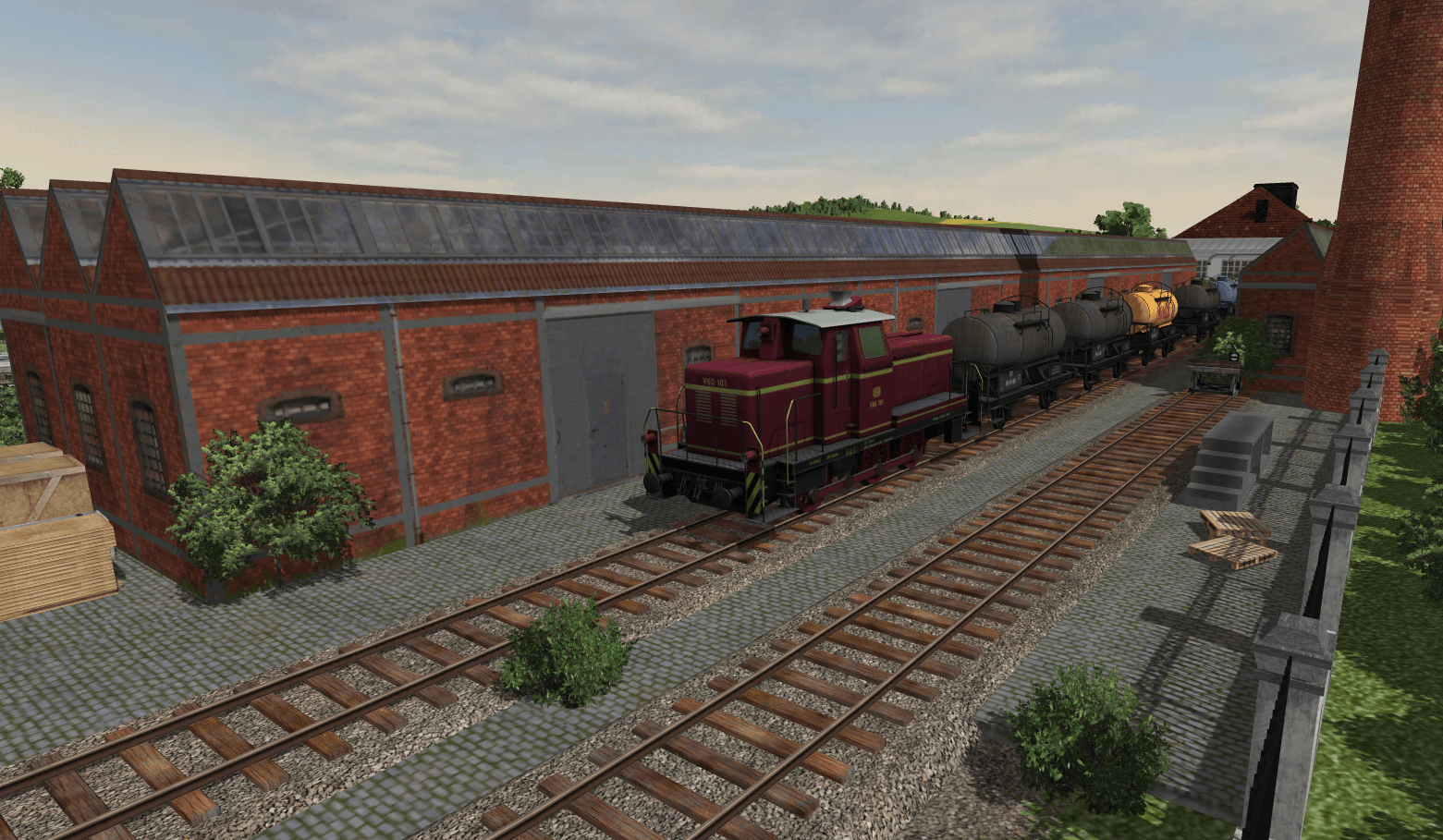 V 60 rangiert mit Kesselwagen