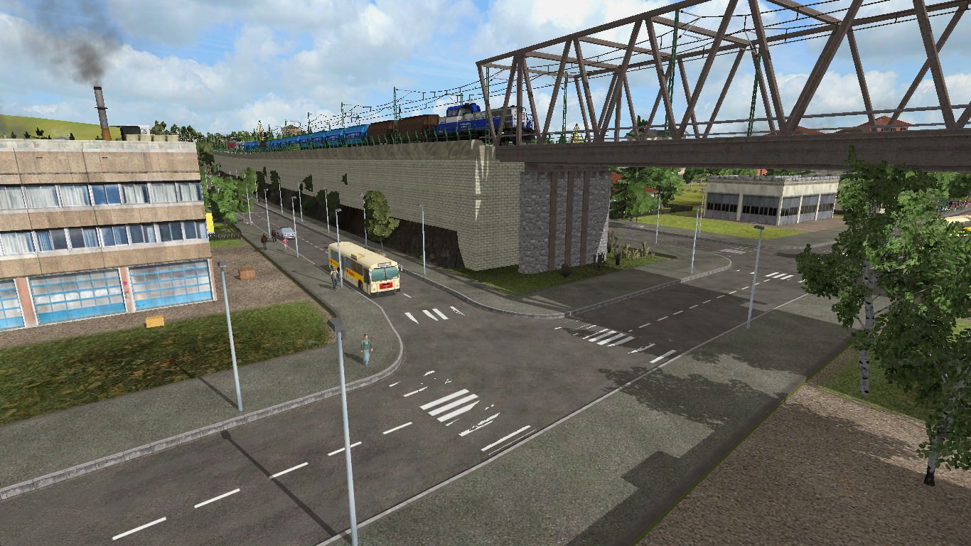 Eine Voith fährt mit ihrem Getreidezug durchs Städtchen