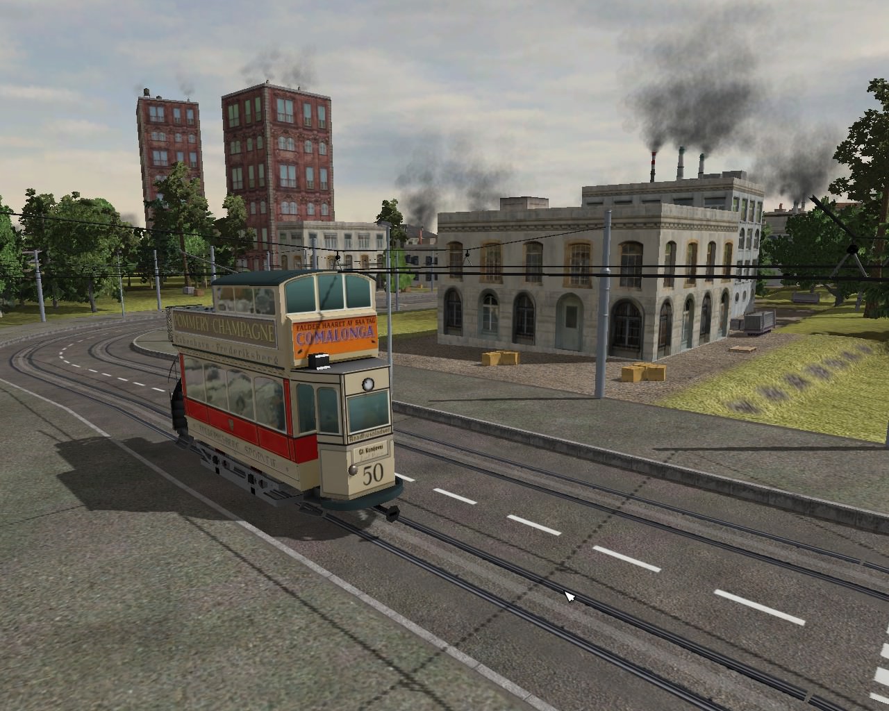 Eine kleine Straßenbahn in einer großen Stadt