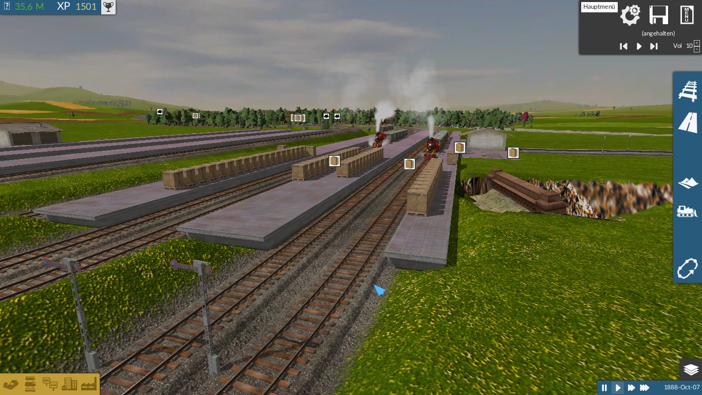 Güterumschlagplatz (im Bau der linke Bahnhof im Bild)