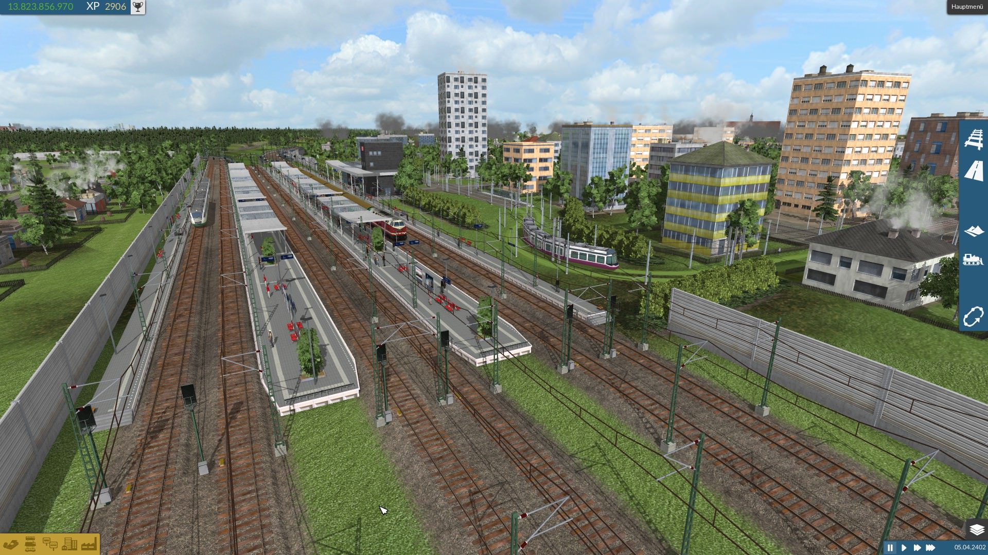 Züge und Tram in einem HBF auf Usedom in meiner LetsPlay-Map