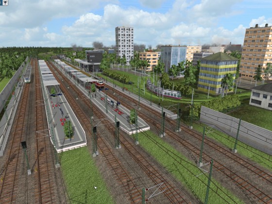 Züge und Tram in einem HBF auf Usedom in meiner LetsPlay-Map
