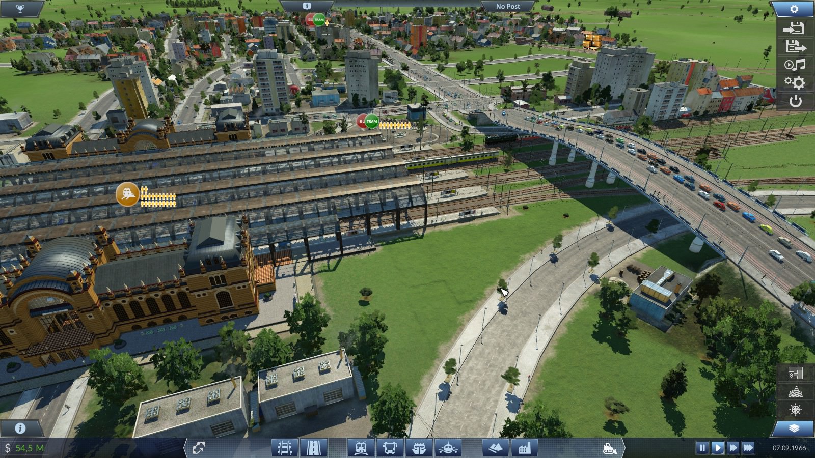 Mein Stadt mit Bahnhof und Brücke