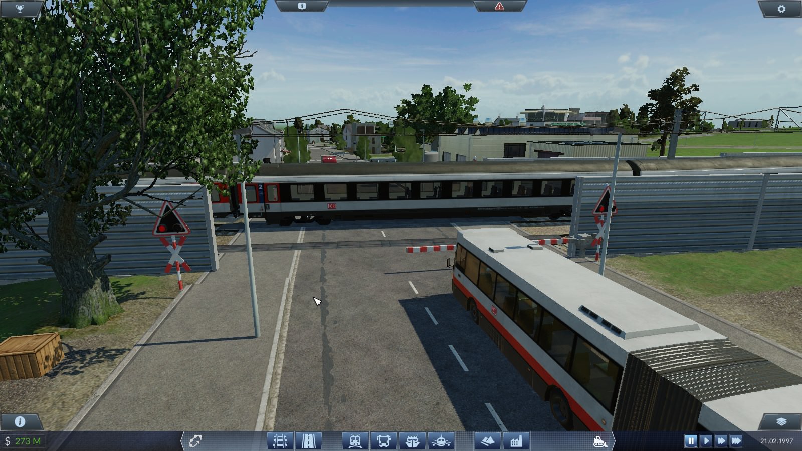 Fahrt über den Bahnübergang