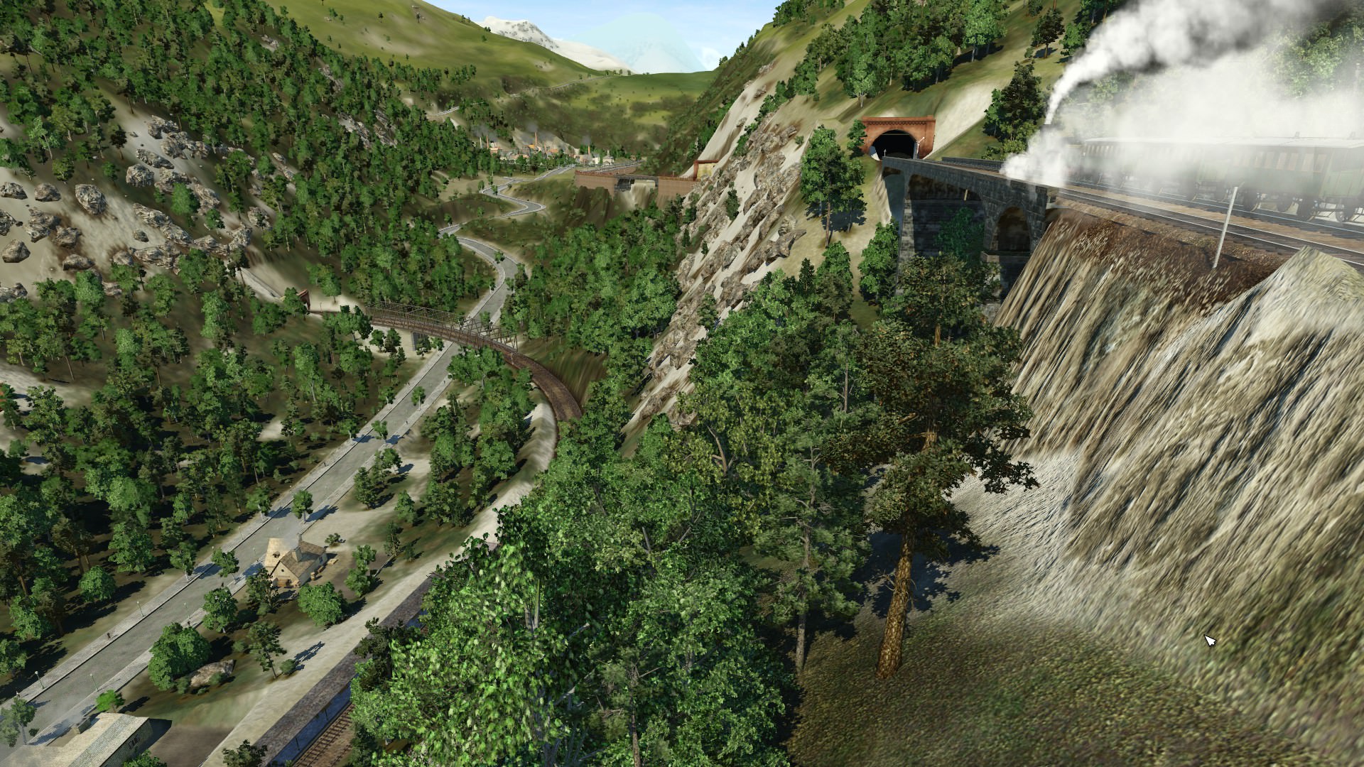 Kurz vor Göschenen, links unten liegt der Wattinger Kehrtunnel.