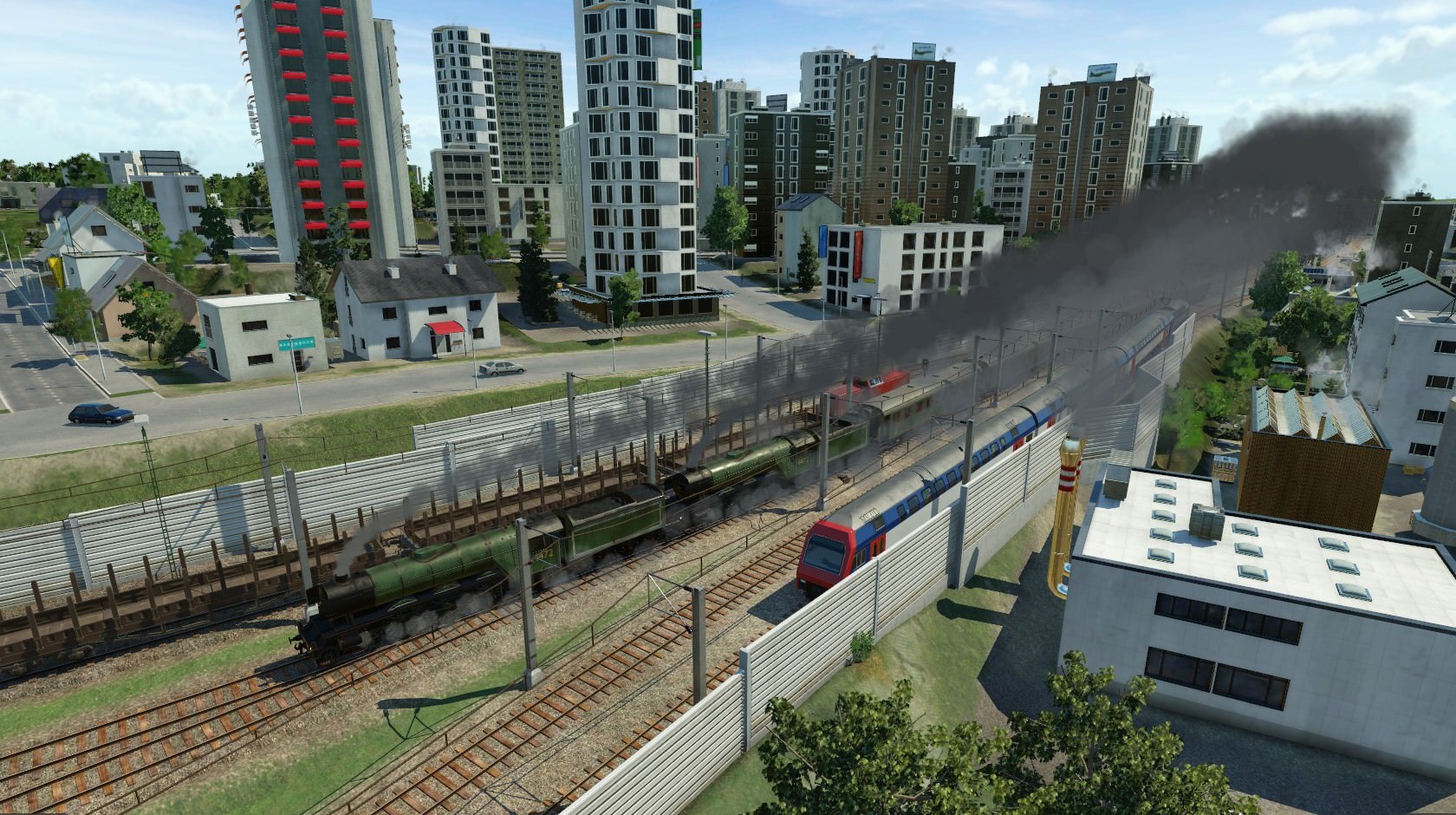 Hochhausblick auf Bahnhofsvorfeld