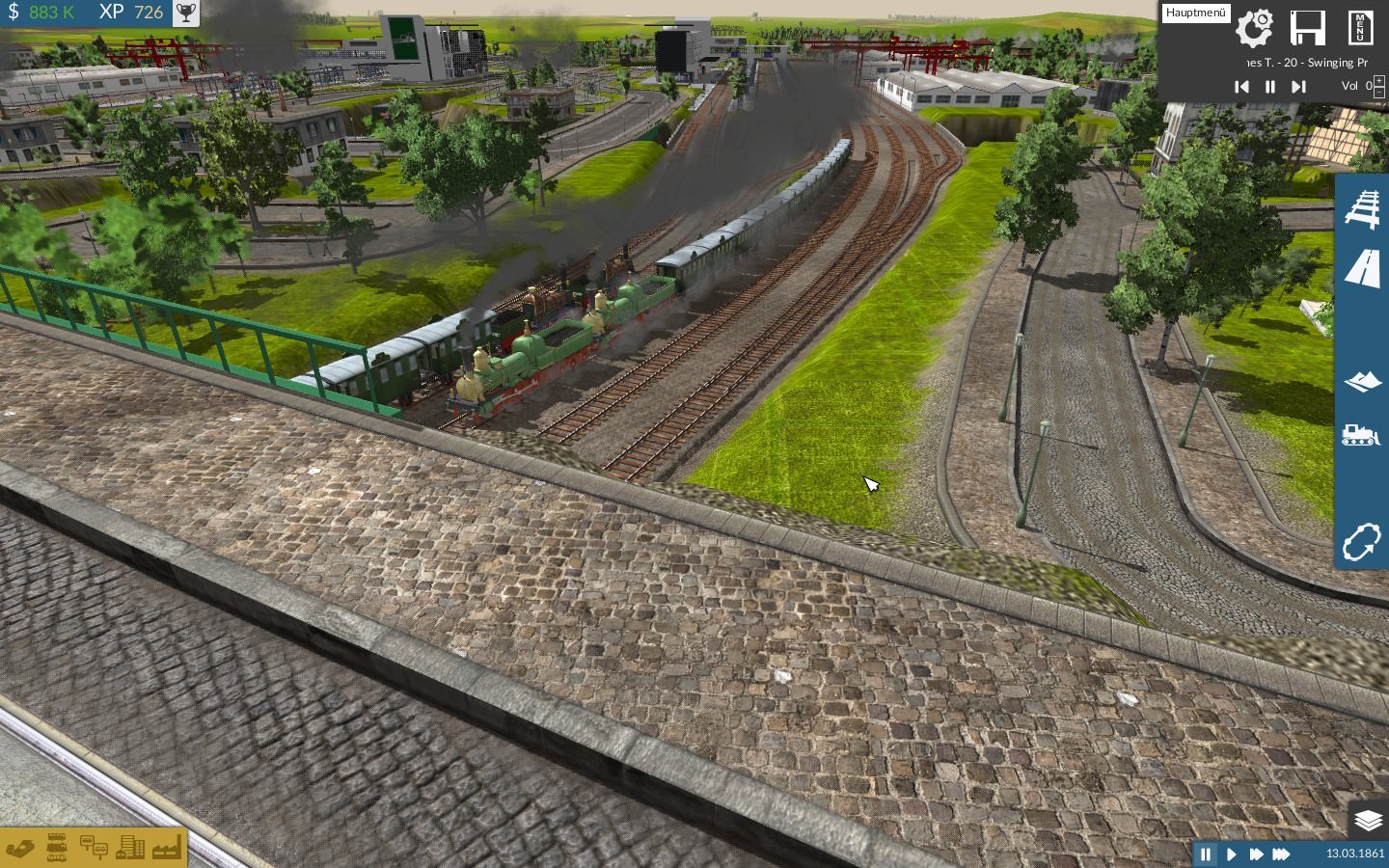 Brückenaussicht auf den Großbahnhof und Güterbahnhof