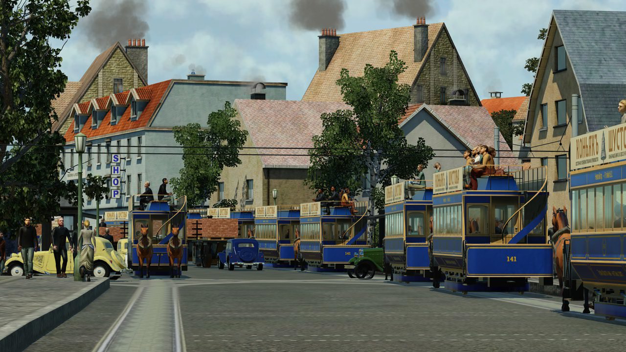 Horse trams. A LOT of horse trams