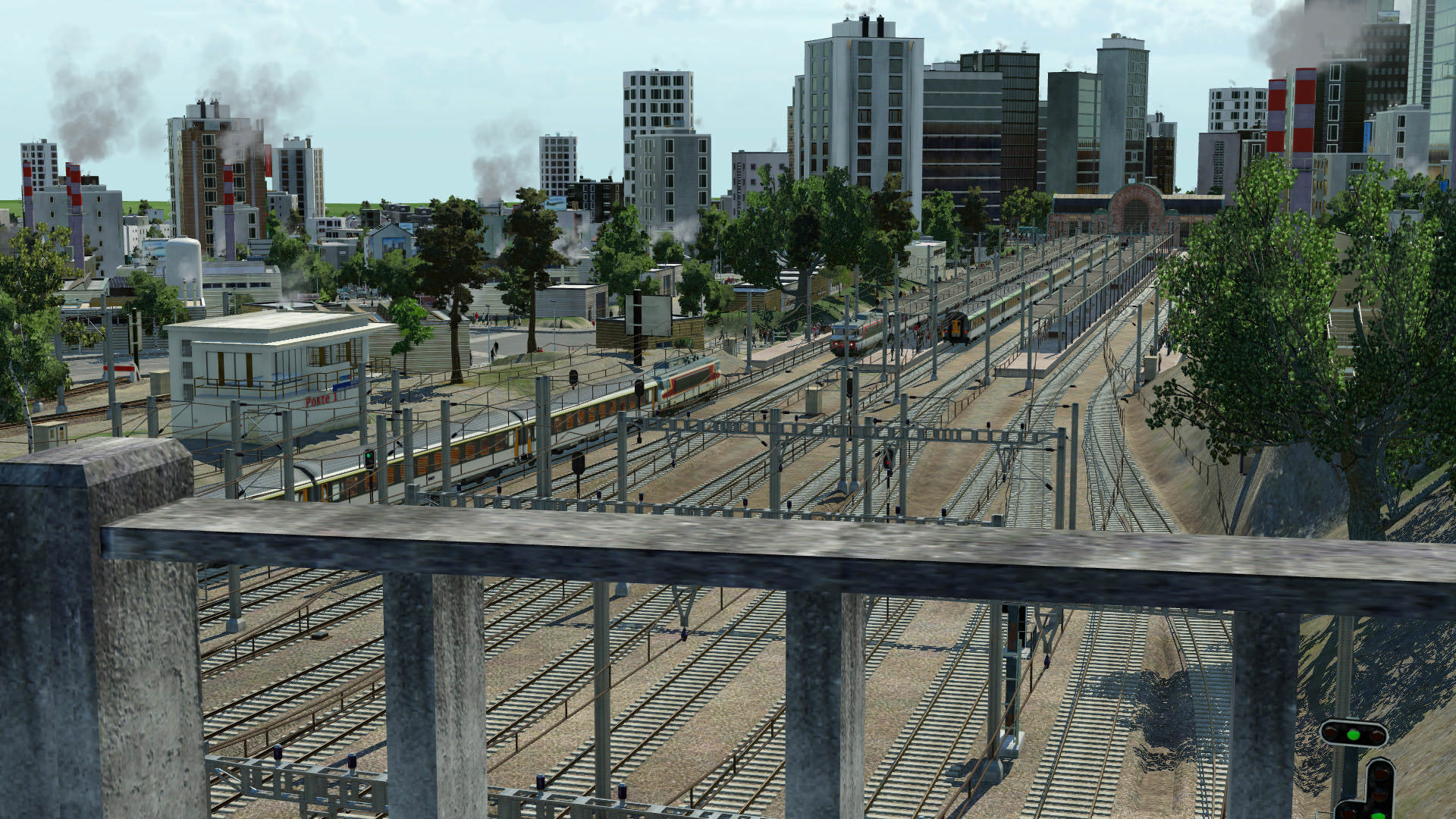 Train station from a bridge