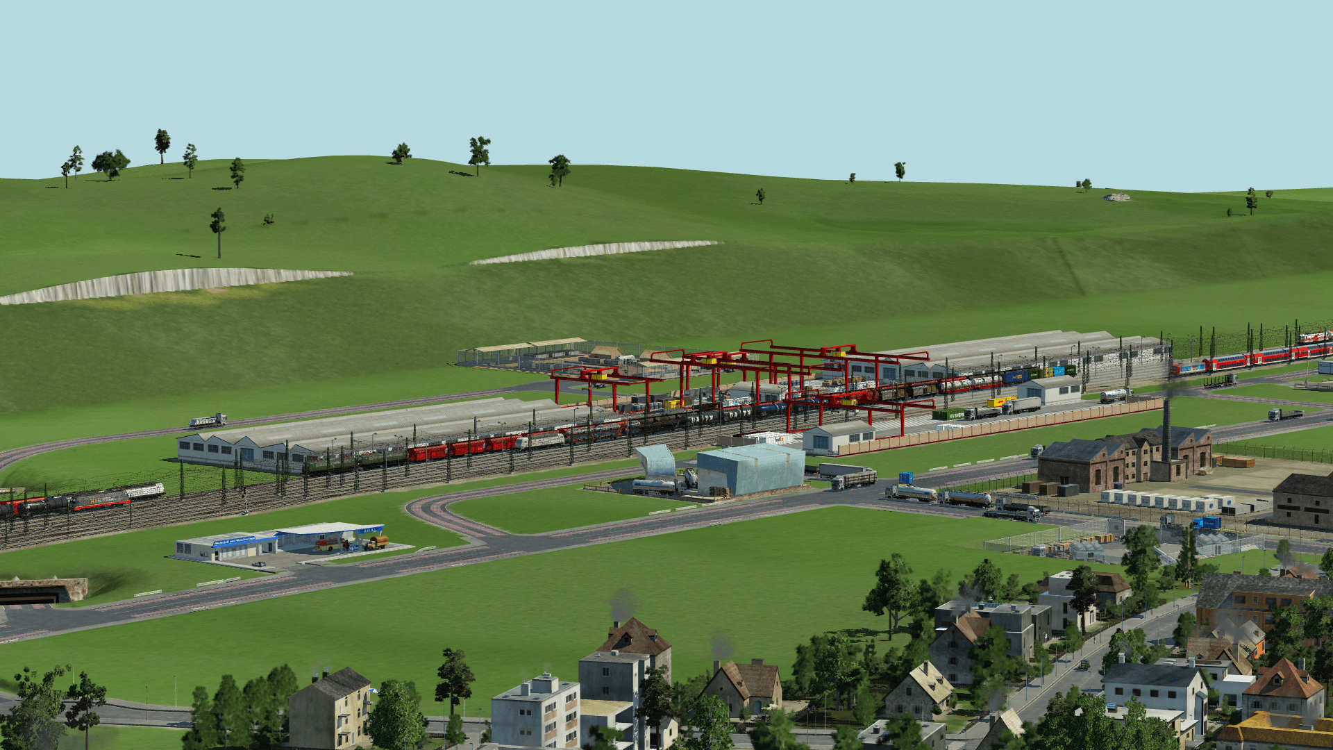 Blick von der Stadt auf die Station