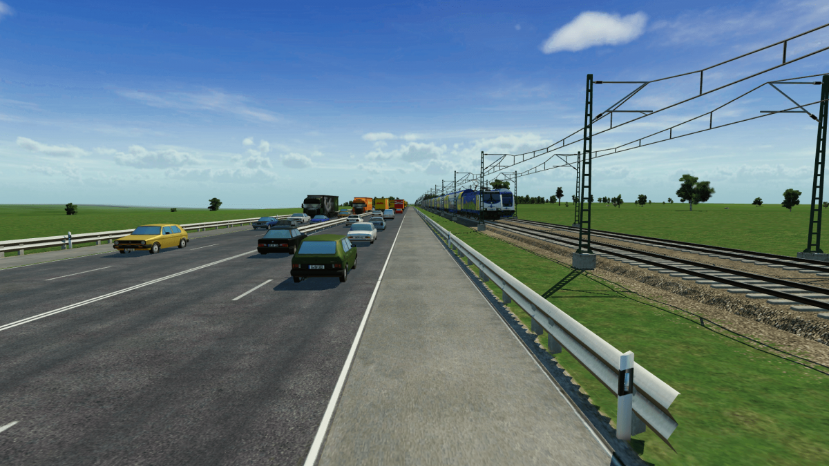 Viel Verkehr, auf Schien und Straße