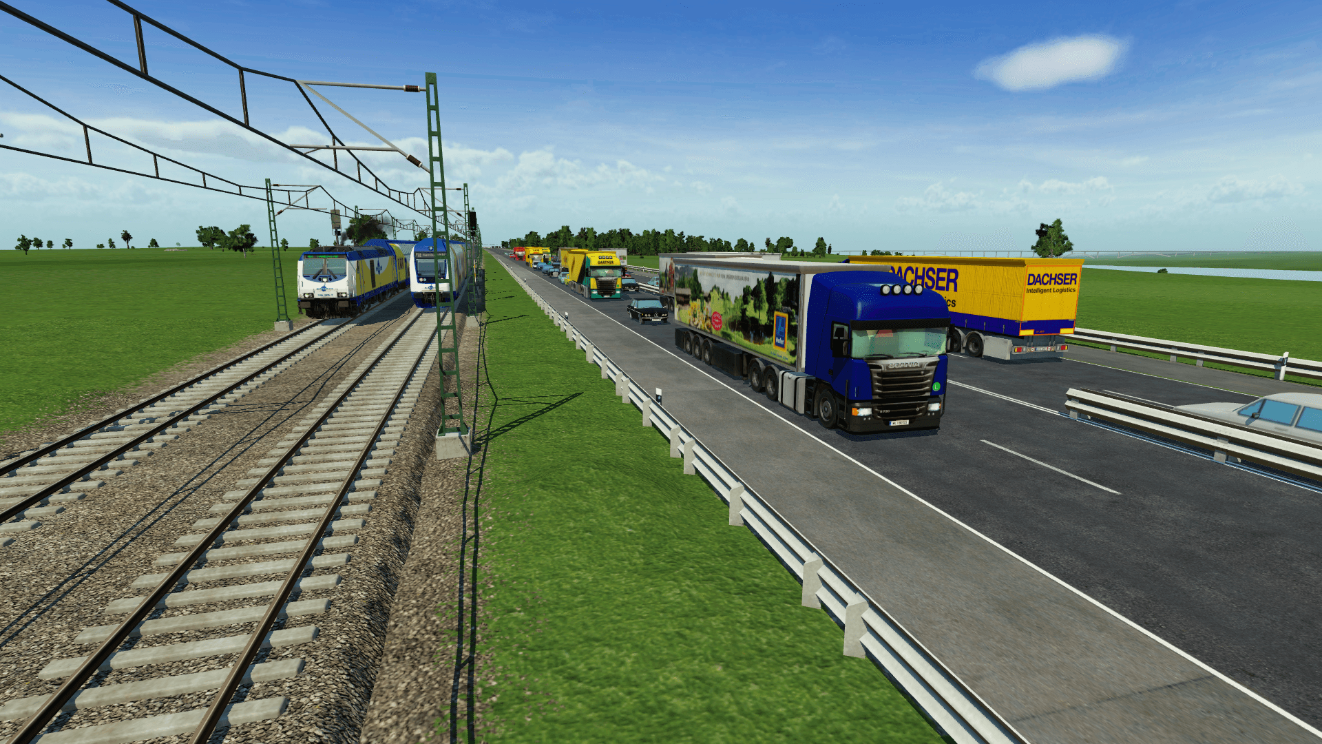 Viel Verkehr, auf Schien und Straße