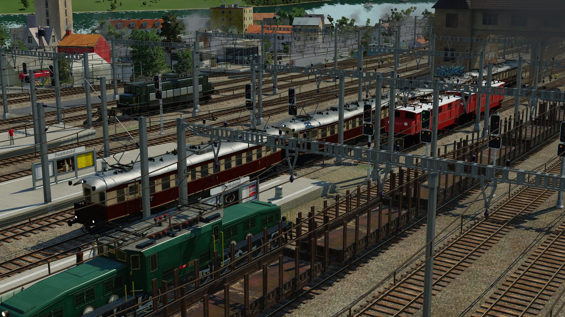 1943, ET89  Vorortbahn fährt in Interlaken SBB ein.