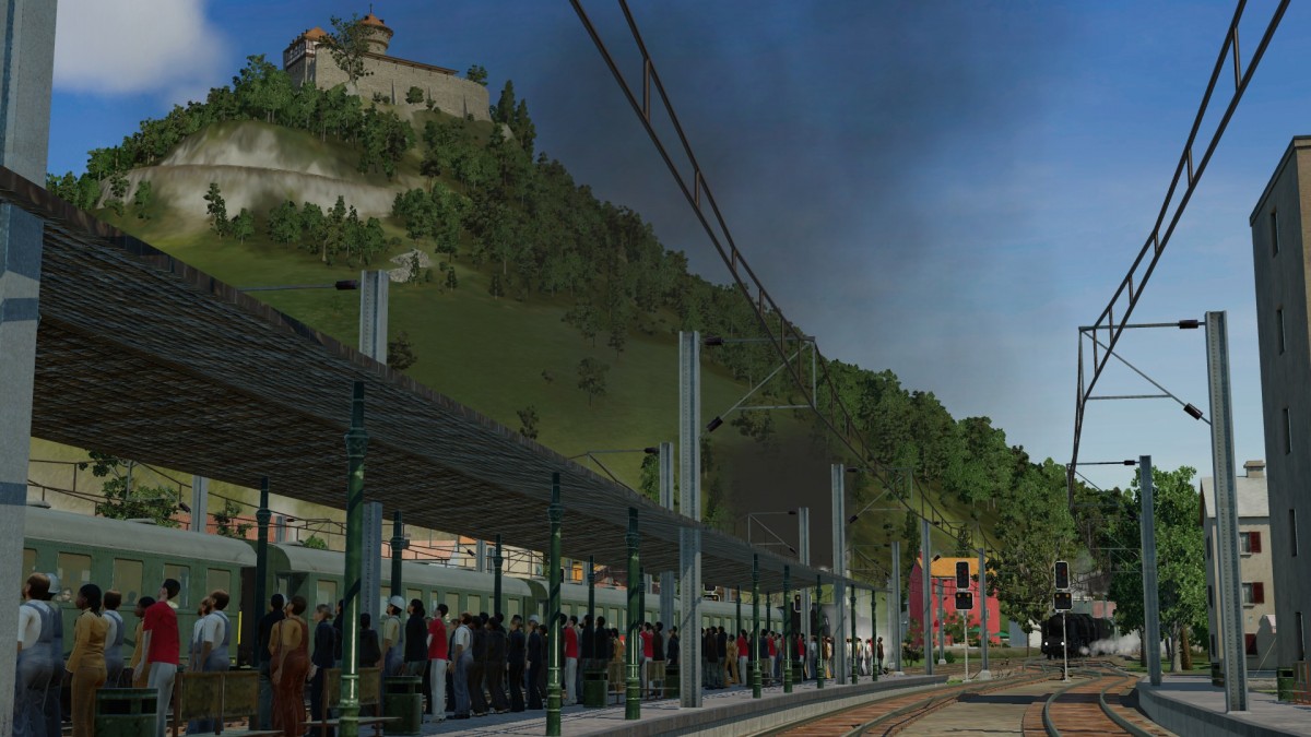 Blick vom Wolfenschiessener Bahnhof auf die Burg