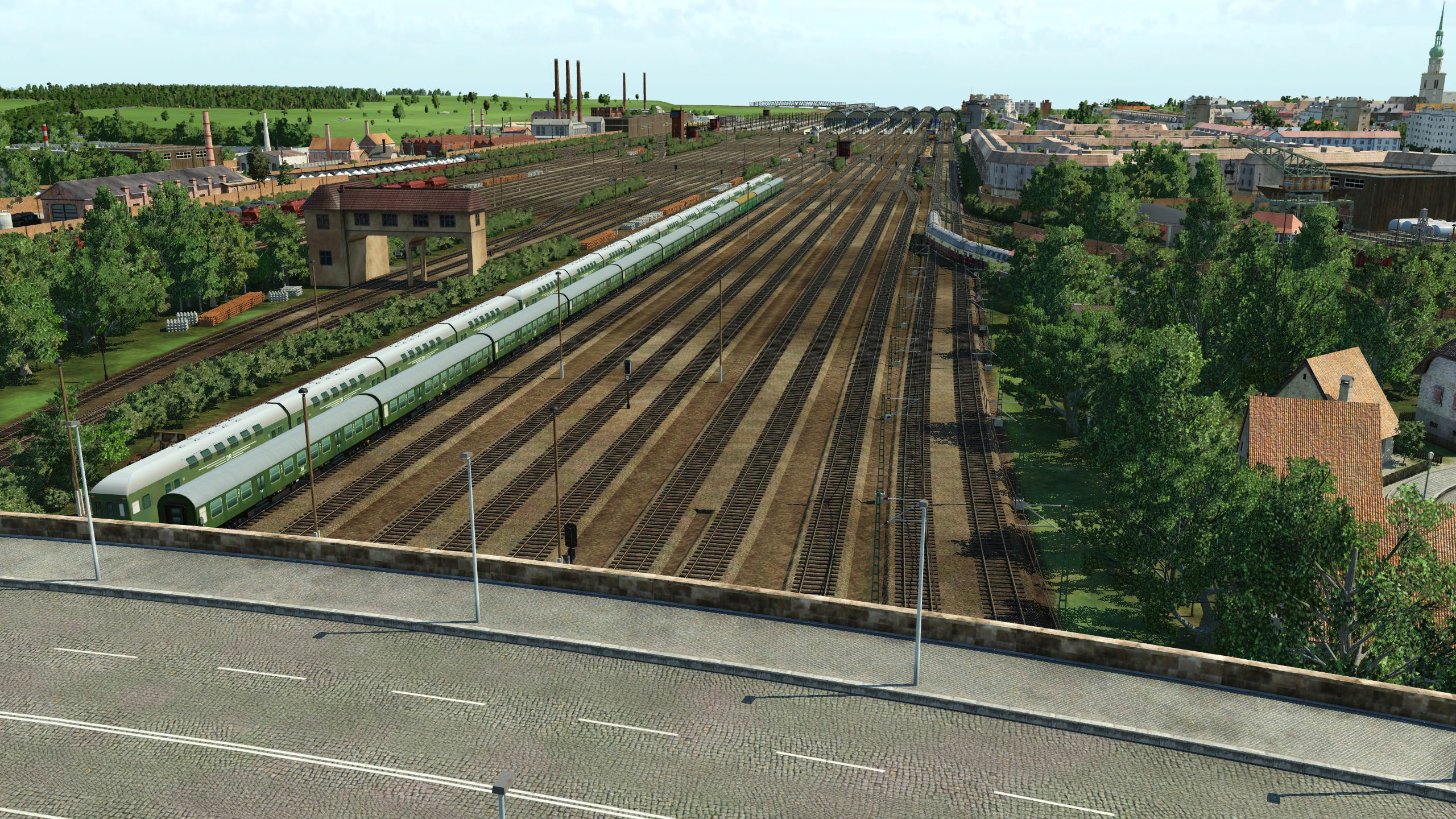 Blick von der Steintorbrücke auf das Bahnhofsvorfeld