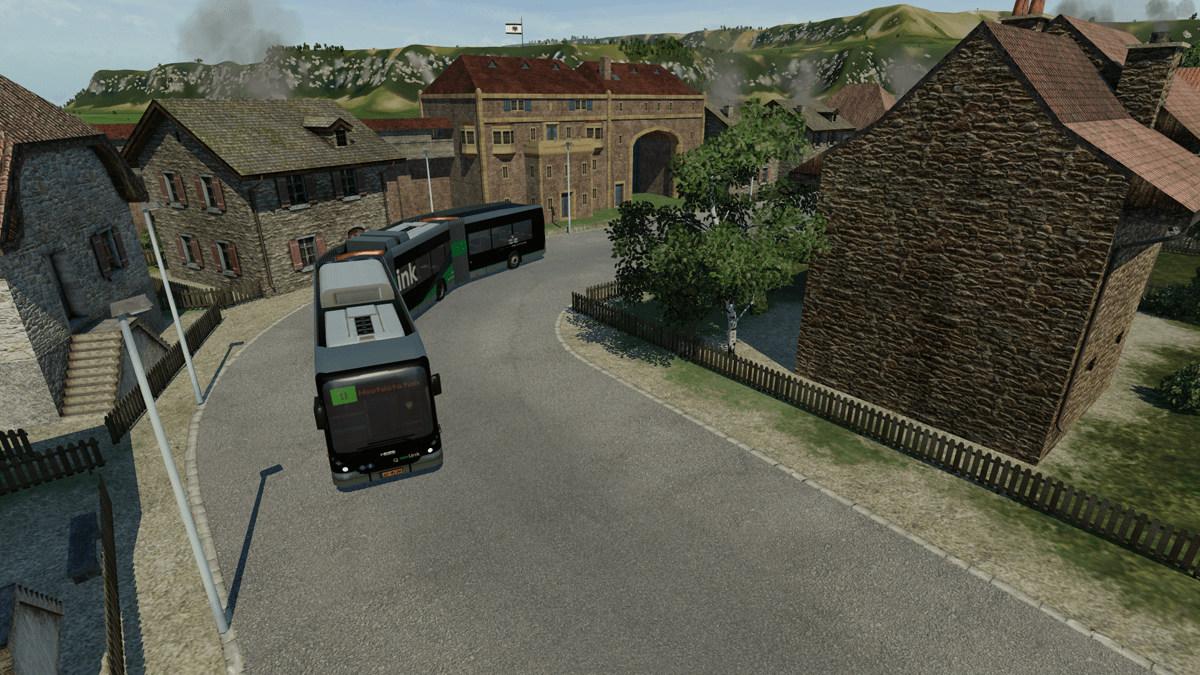Doppelgelenkbus in der Burg