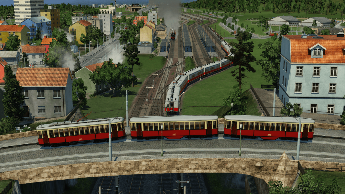KM tram with trailer cars