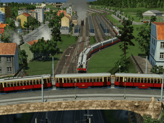 KM tram with trailer cars