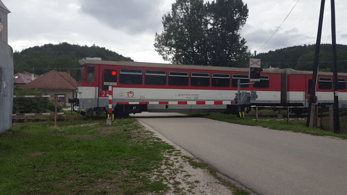 Slovak Train Bageta on Slovak Railway crossing