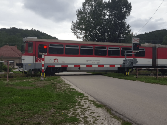 Slovak Train Bageta on Slovak Railway crossing