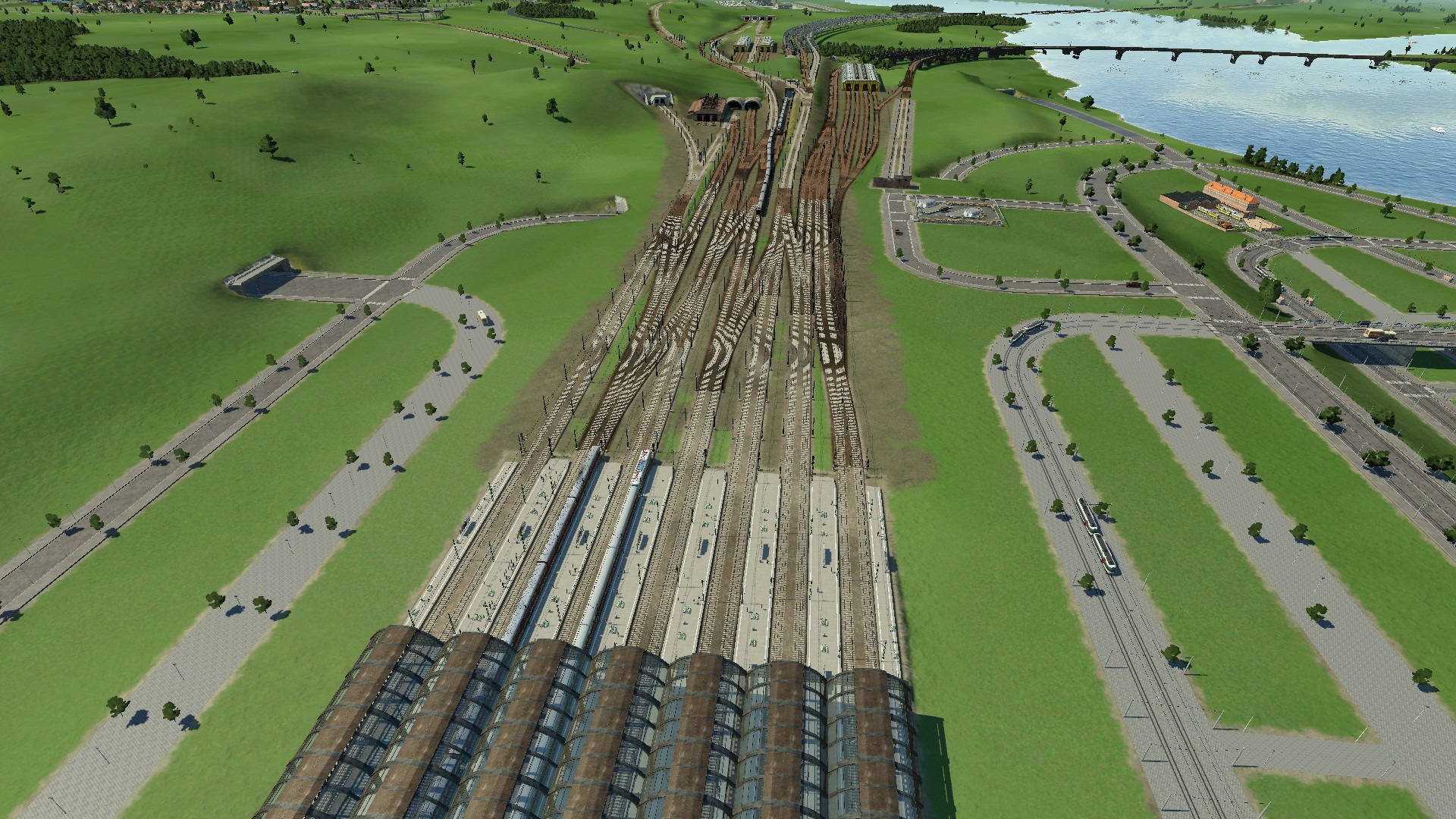 Der erweiterte Leipzig Hauptbahnhof und die umgebaute Bahnhofsausfahrt Richtung Norden.