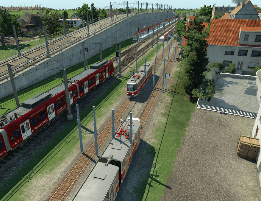 Selbst die Straßenbahn fährt zweispurig, trotz einspuriger Straße