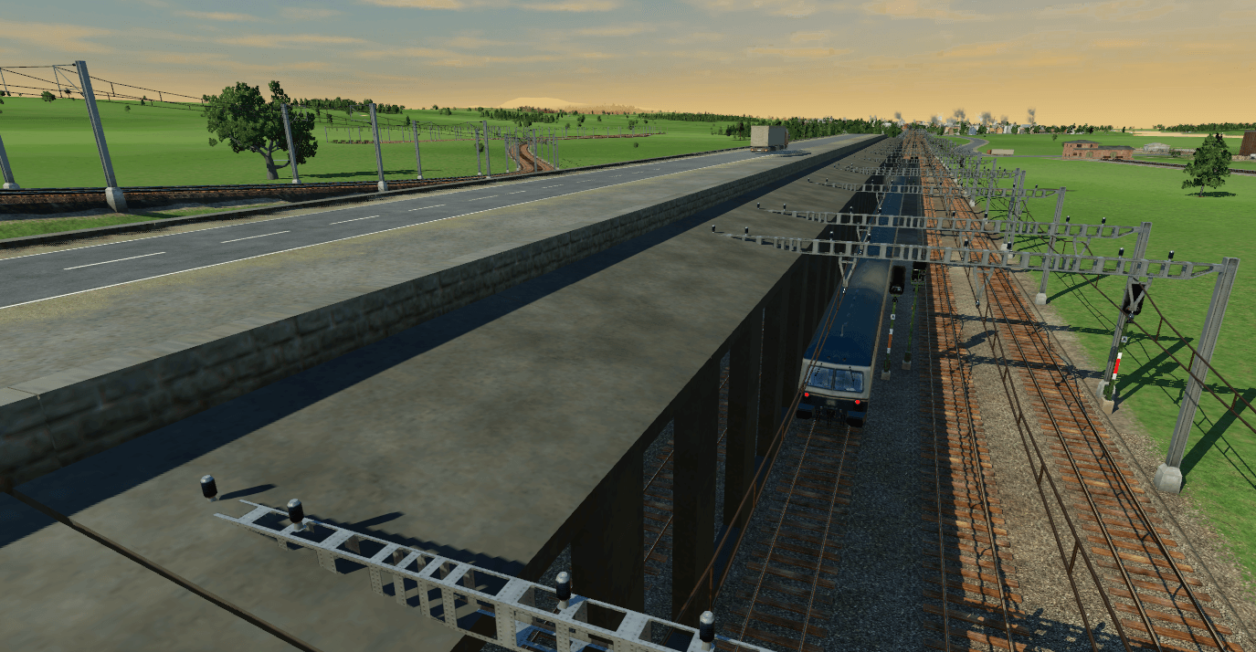 Ein selbstgebastelter Bahndamm mit Straße