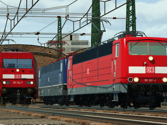 3 Loks der Fernverkehrsevulotion, schlummern auf den Abstellgleisen vom Staufenberger Hauptbahnhof.