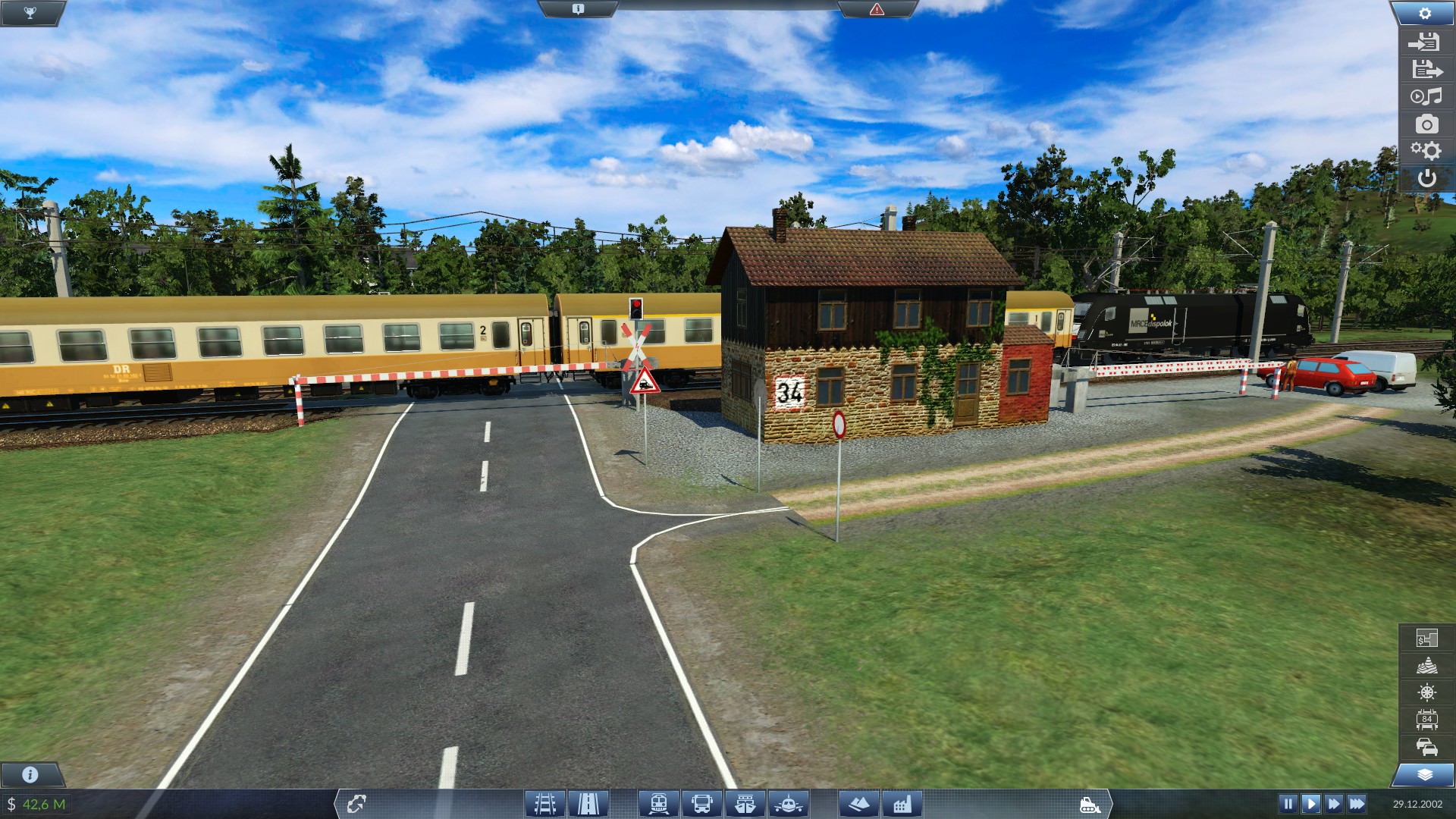 Bahnübergang mit Reserve Schranken
