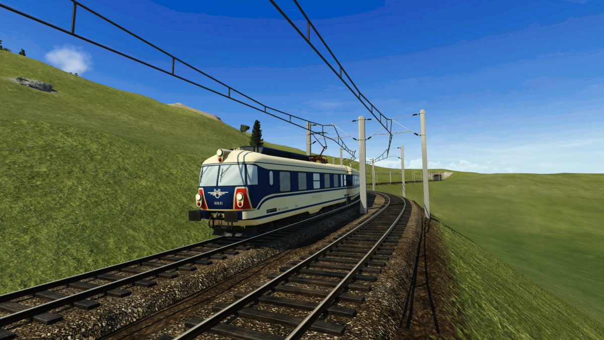 Transalpin II auf Bergstrecke   (Transalpin II aus Train Fever auf einer Transport Fever Strecke)