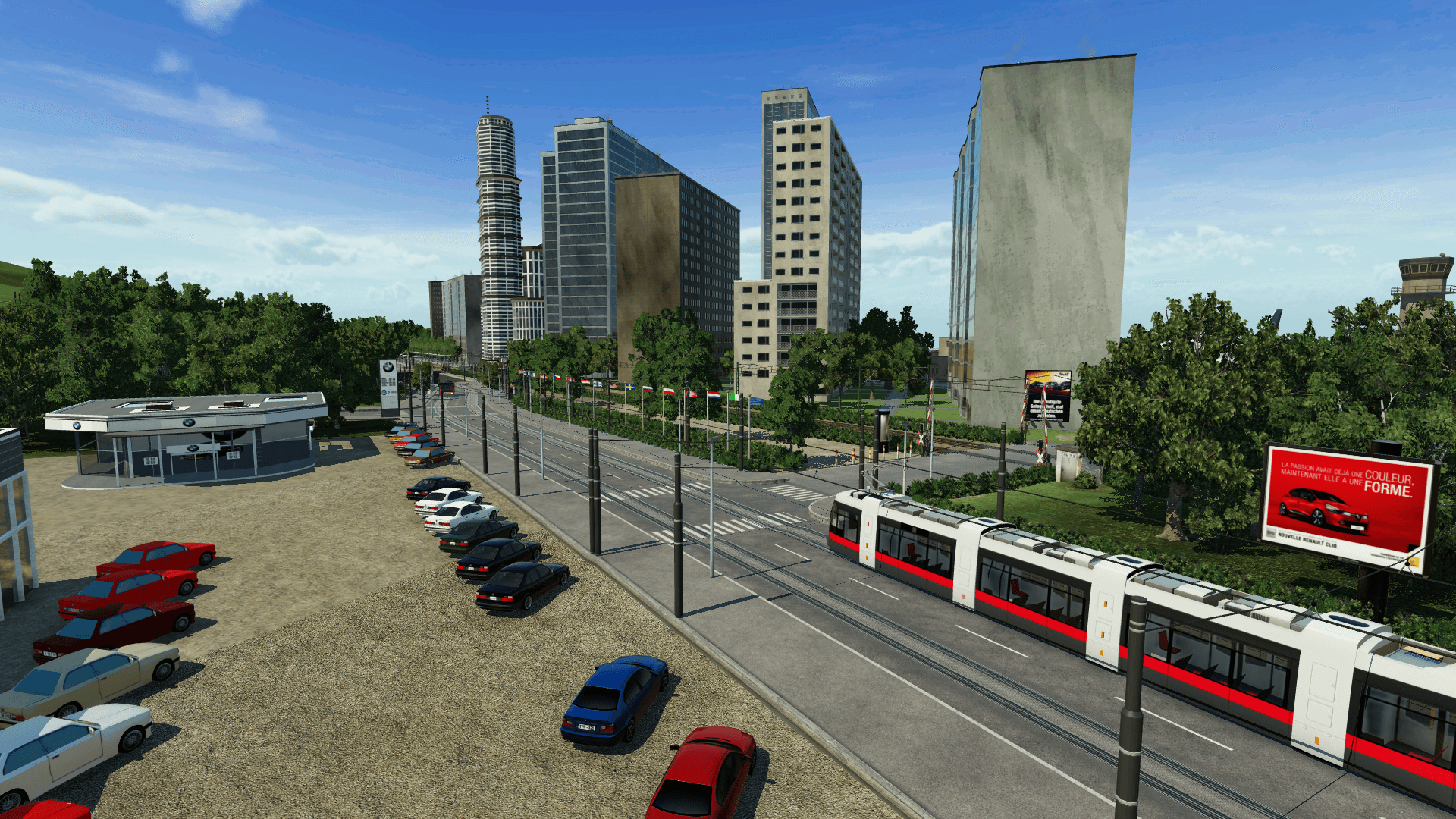 Straßenbahn passiert den Europa-Platz