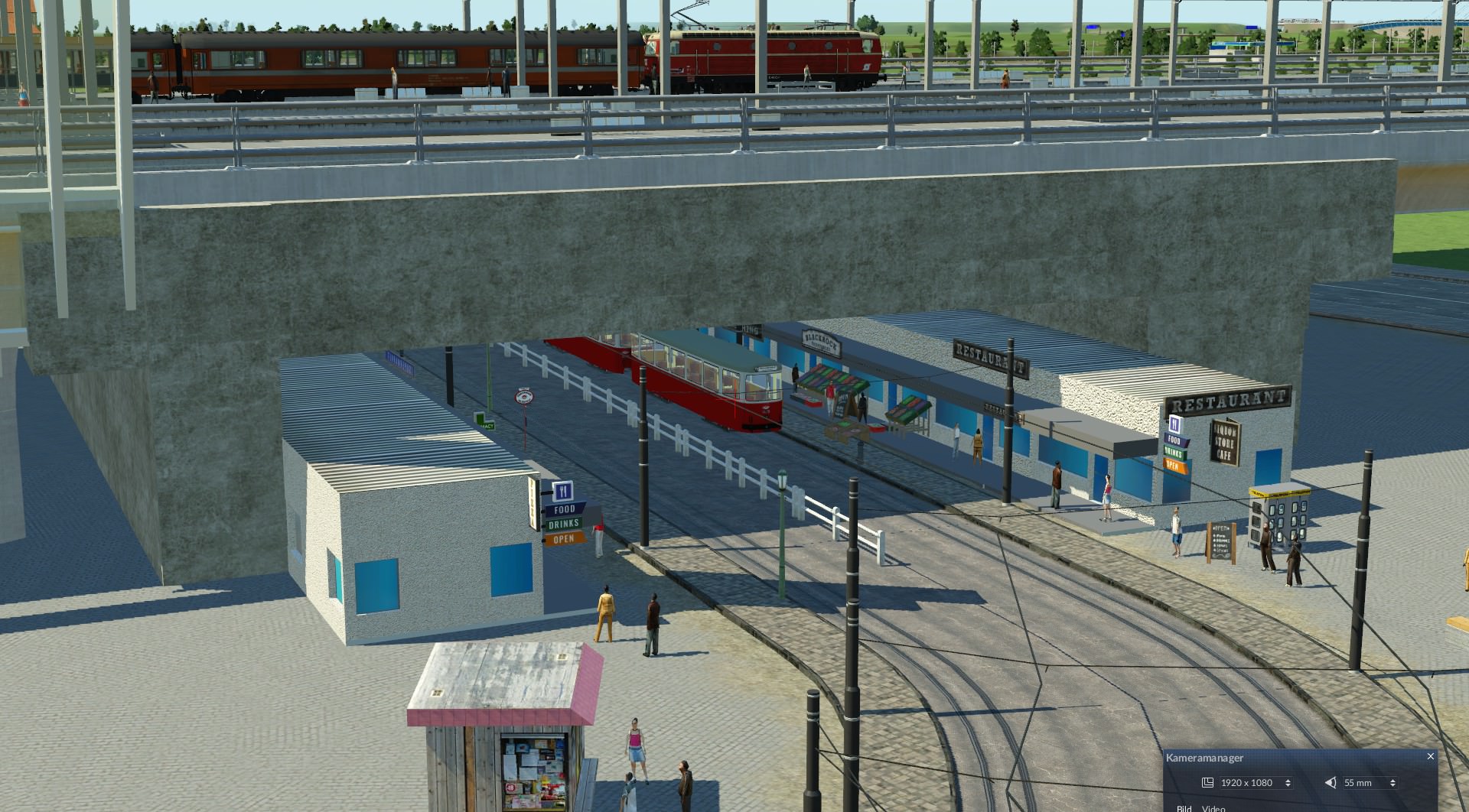 Straßenbahnhaltestelle unter dem Bahnhof