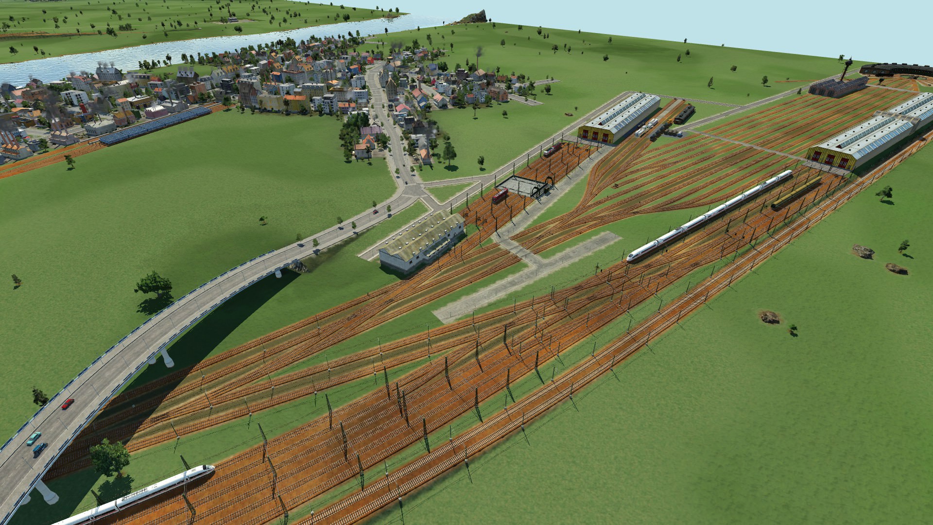 Bahnbetriebswerk mit Wagenausbesserung