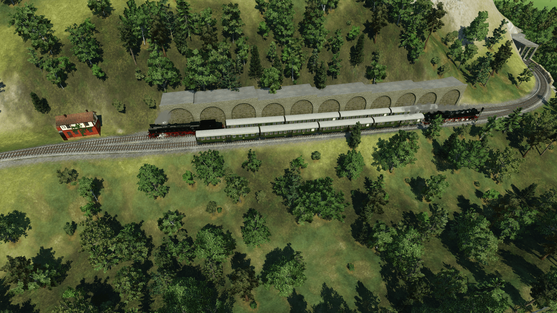 Ausweichgleis der Museumsbergbahn zwischen Brücke und Tunnelstrecke