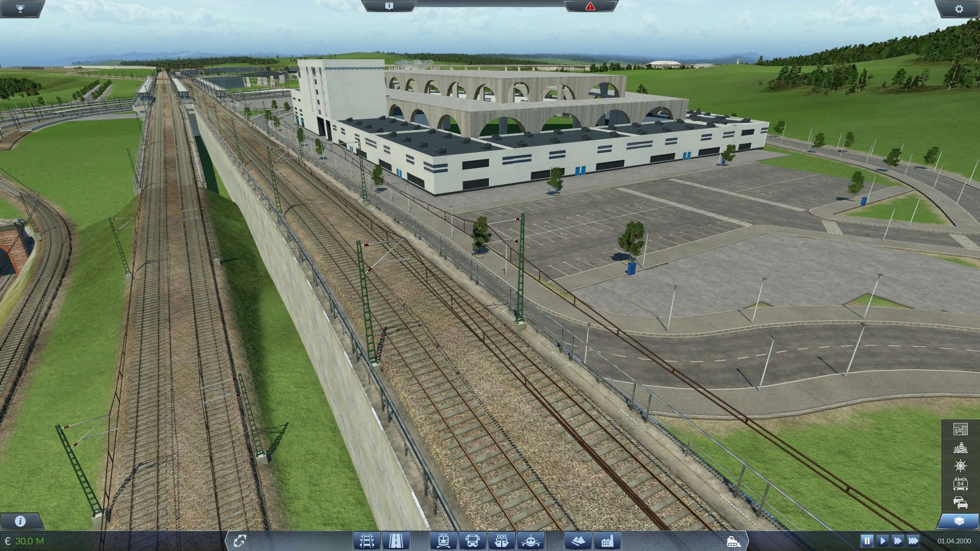 Messehalle mit Bahnhof
