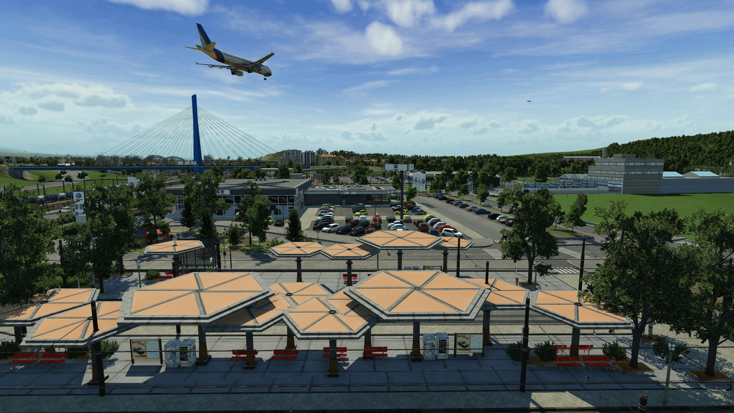 Anflug auf dem Stadtflughafen