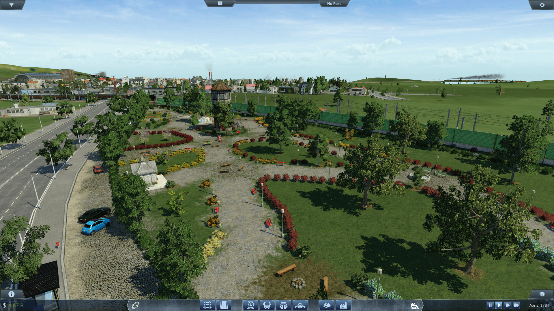 Park mit Stadt im Hintergrund