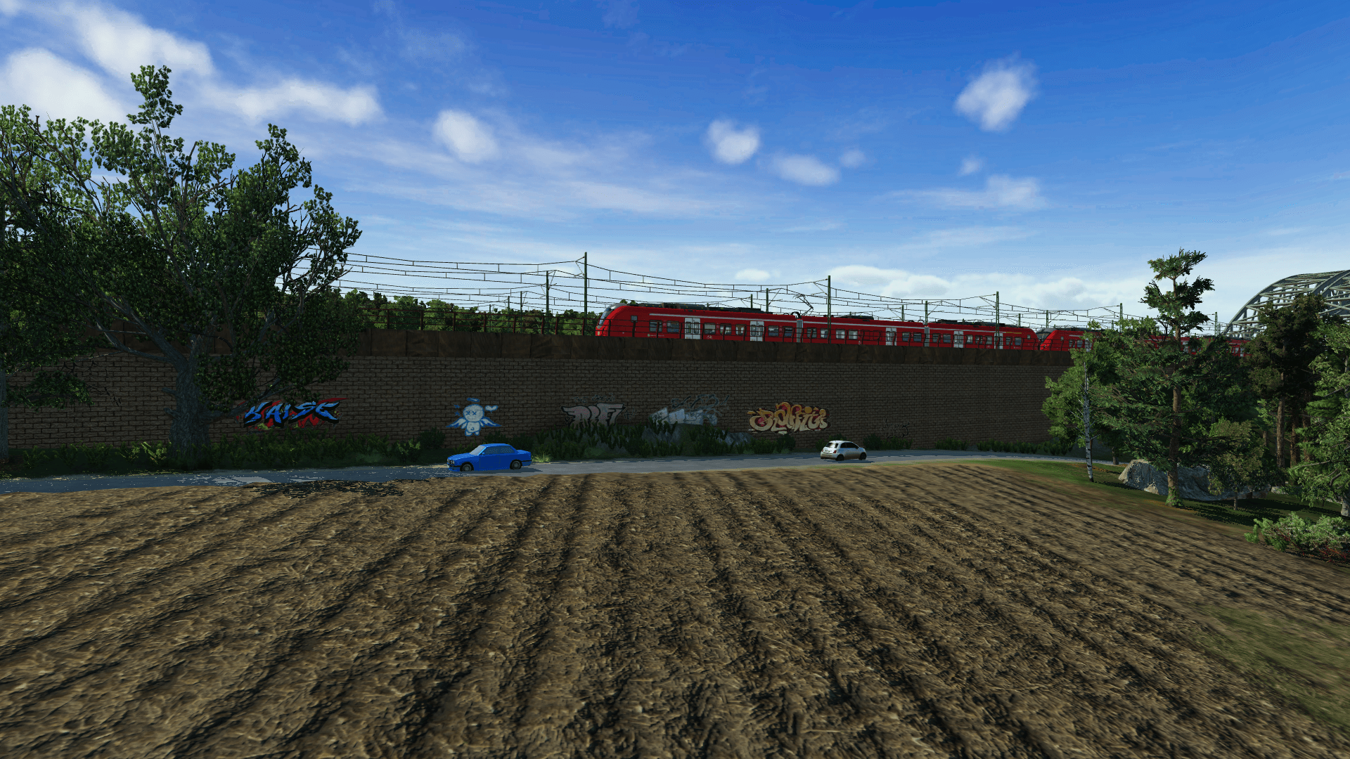 Blick auf den Bahndamm