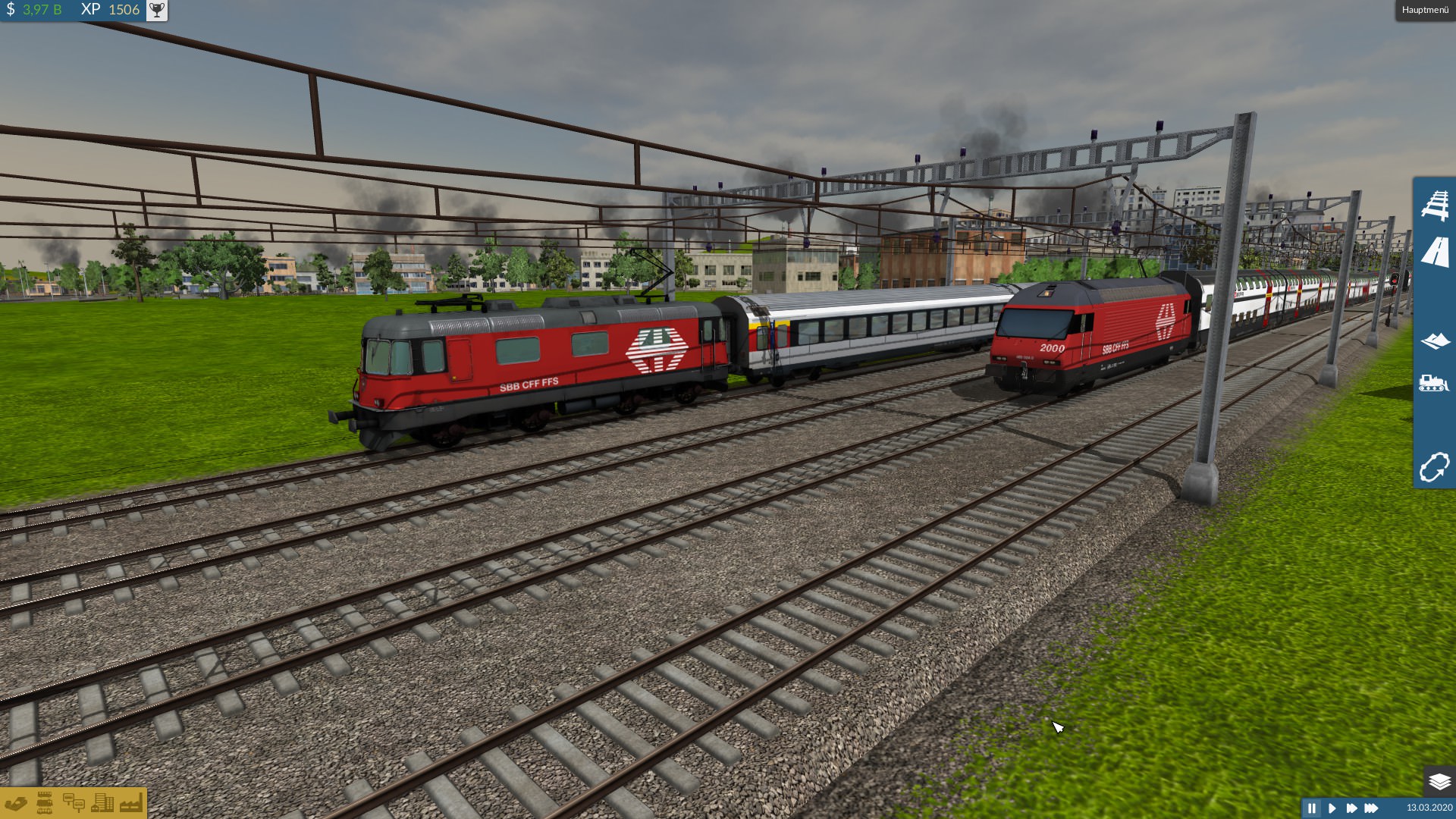 SBB Re 4/4 LION mit EW IV neben Re 460 mit IC 2000