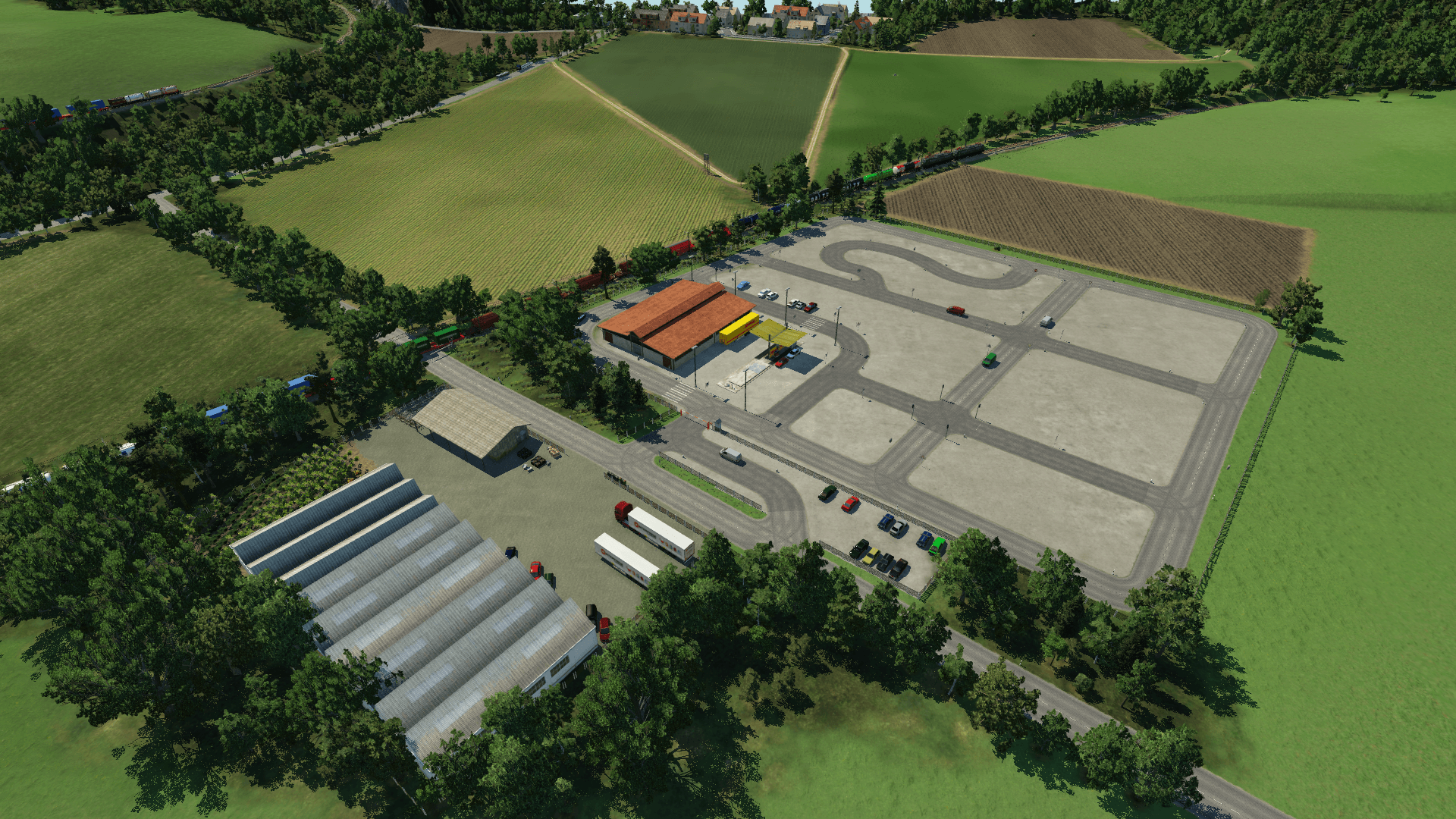 Blick auf den verkehrsübungsplatzt und die Gärtnerei