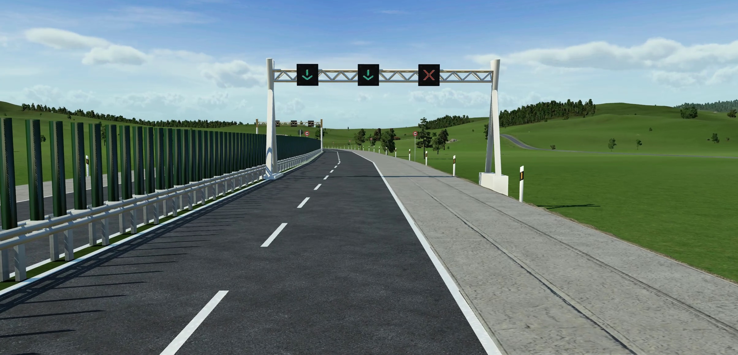 Matrixborden - Niederländische Fahrbahn und Geschwindigkeitsanzeige