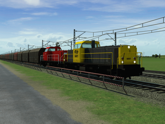 A Pair 6400's pulling a heavy goods train
