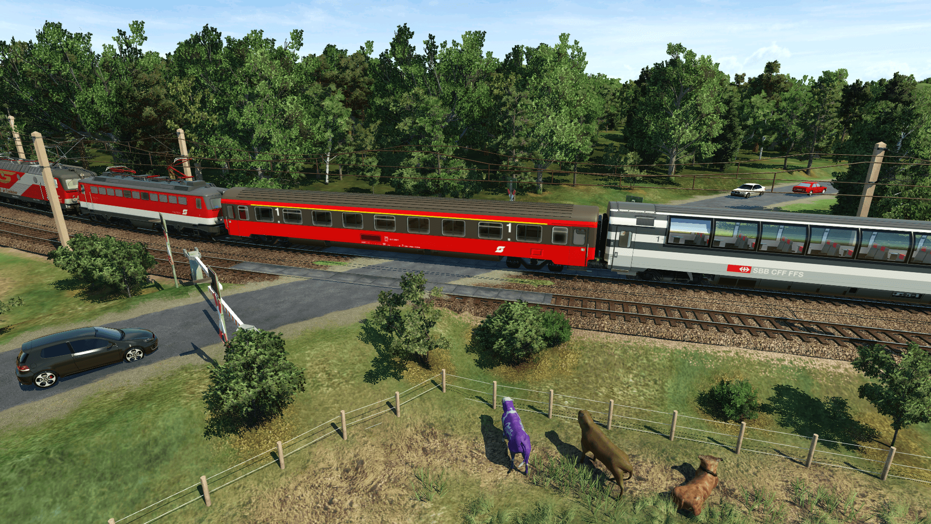 Bahnübergang in ländlicher Umgebung