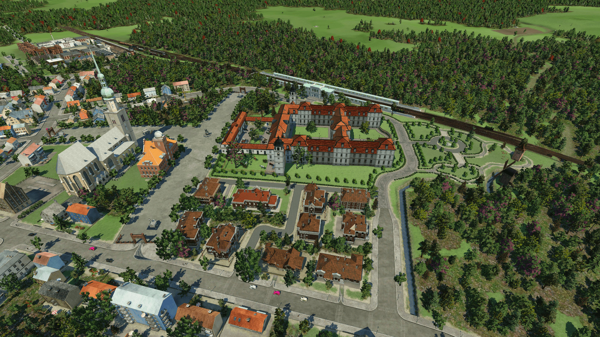 Königsschloss mit Park und Bahnhof