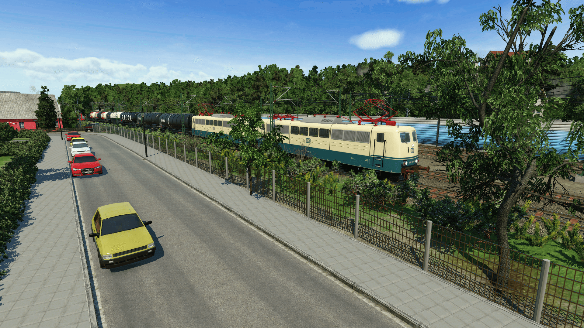 Güterzug mit Doppeltracktion der br 151 kurz nach der Ausfahrt aus dem Bahnhof Viersen