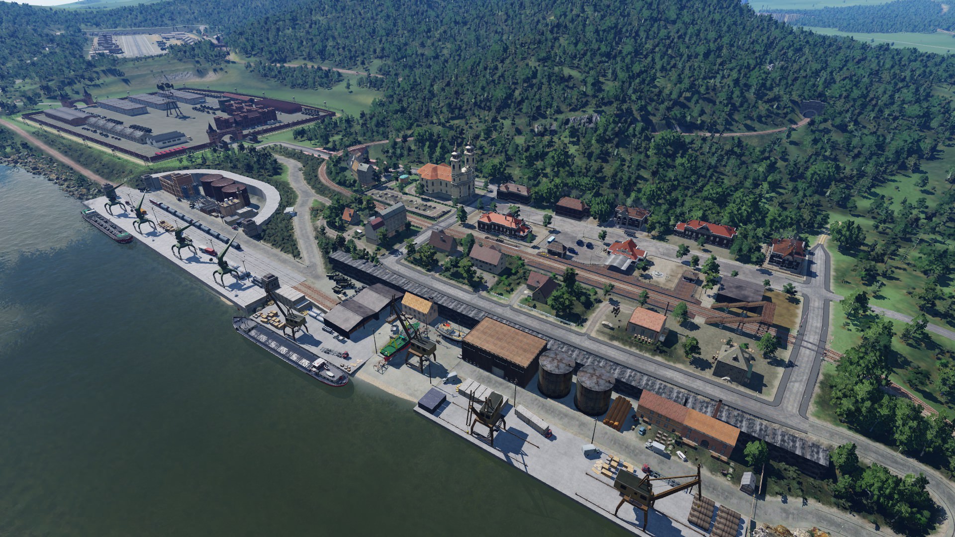 Hafen und Dorf Vogelperspektive