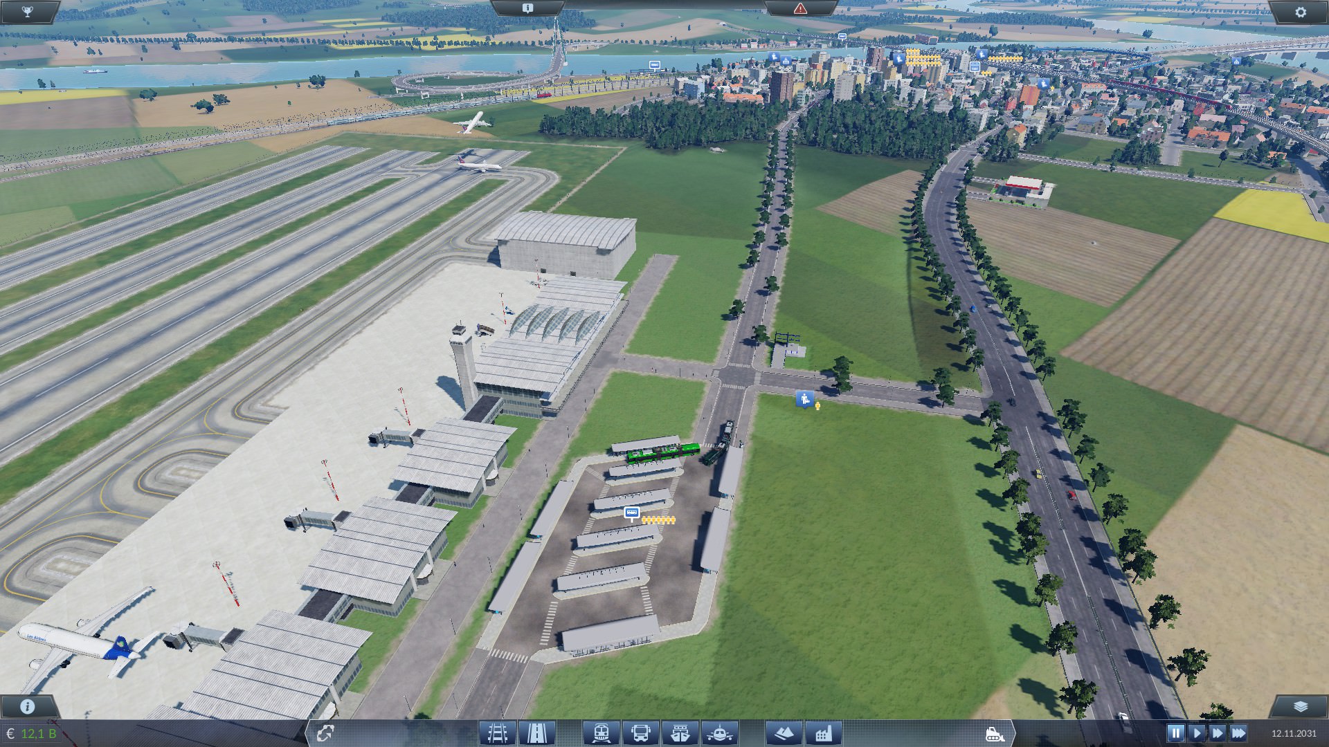 Greven/Bonn Int. Airport und Stadt Greven